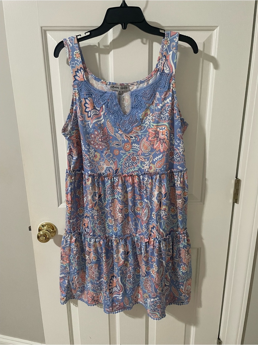 Sleeveless Floral Tiered Sundress in Lavender and Peach